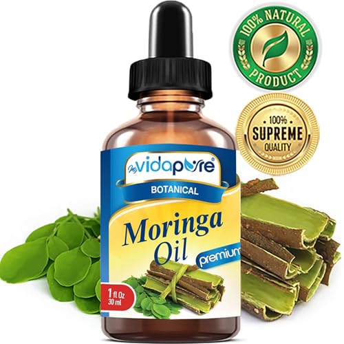 MYVIDAPURE MORINGA OIL Moringa oleifera 100% Pure REFINED UNDILUTED Cold Pressed for Skin, Face, Hair, Lip and Nail Care (1 Fl Oz)