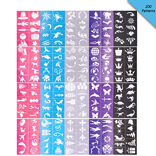 Reusable Face Paint Stencils Kit - 20 Pcs Tattoo Stencils