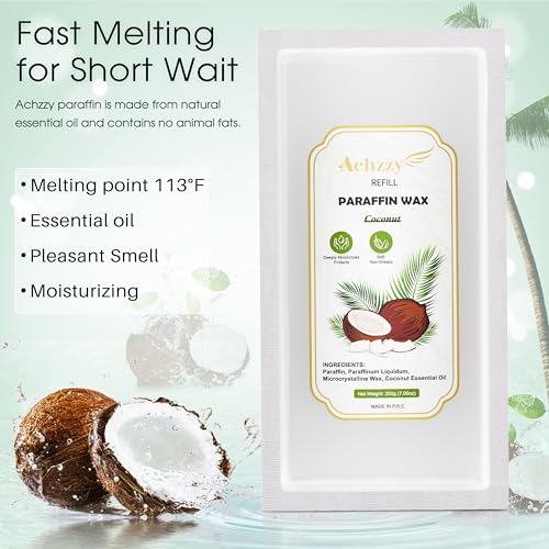 Achzzy Natural Coconut Paraffin Wax Refills for Hands & Feet - 12 Pack