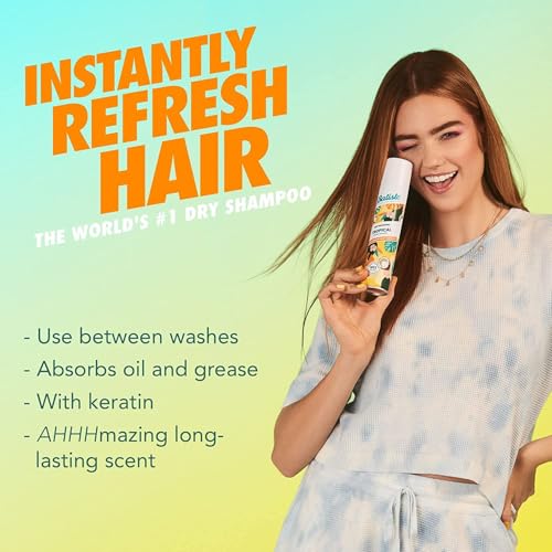 Batiste Dry Shampoo, Tropical Fragrance, Refresh Hair and Absorb Oil Between Washes, Waterless Shampoo for Added Hair Texture and Body, 6.73 OZ Dry Shampoo Bottle