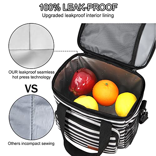 Femuar Lunch Bags for Women/Men, Insulated Lunch Bag for Work Office Picnic - Lunch Cooler Bag Leakproof Lunch Box with Adjustable Shoulder Strap - Stripe