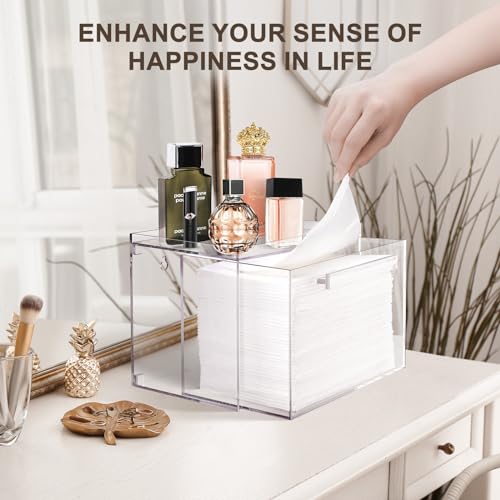 Disposable Facial Towels Storage Box - Acrylic Container Compatible With Clean Skin Club Clean Towel XL - Wall-Mounted Makeup Organizer With Drawer Valentine's Day Gifts