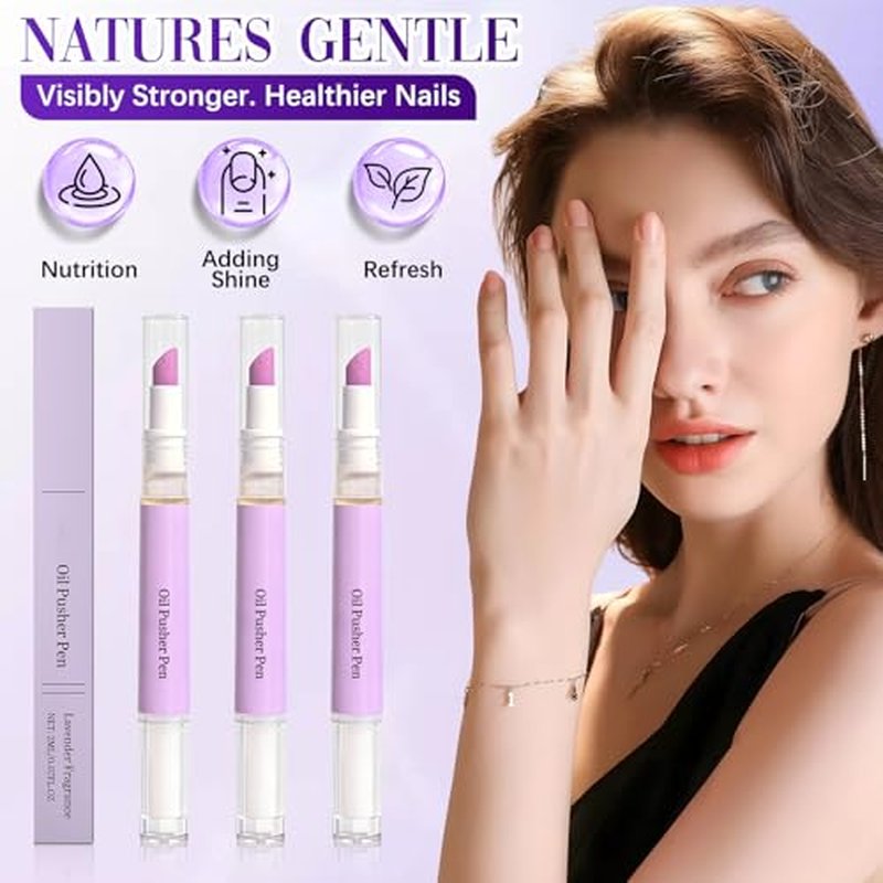 2-in-1 Cuticle Oil Pusher Pen for Nail Care - 3PCS Set