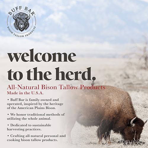 BUFF BAR Pure Bison Tallow Balm, Lavender Mint, 2 Pack - All Purpose, Hydrating, Naturally Derived, Mild Scent, Replaces Lotion, For Cracked, Dry, Itchy, Irritated Skin, Essential Oil