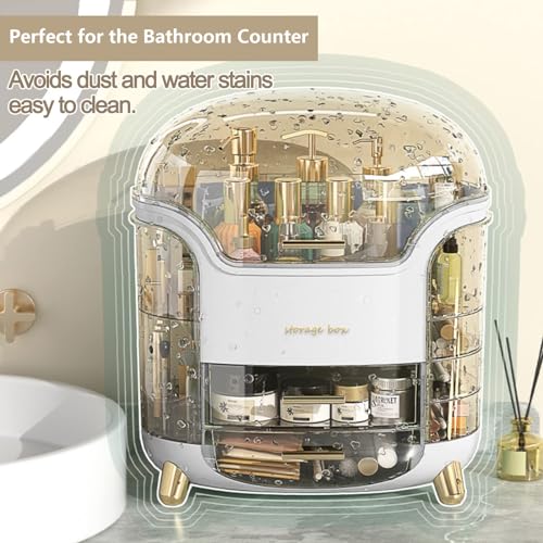 Large Makeup Organizer with Clear Acrylic Cover & 3-Layer Storage