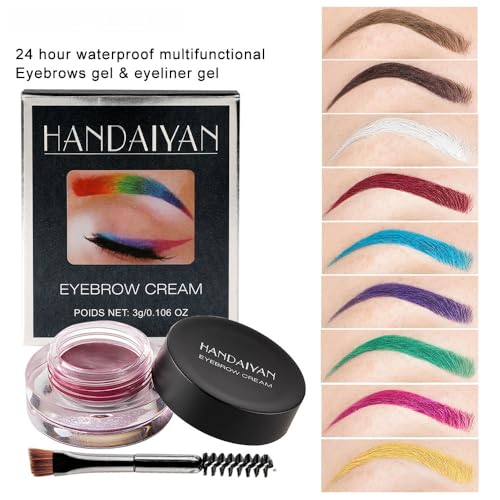 MAEPEOR 12 Colors Eyebrow Pomade Full-pigmented Long Lasting Waterproof Cream Gel Filling & Shaping Tinted Eyebrows Enhancers with Brush for Daily or Cosplay (09 Wine)