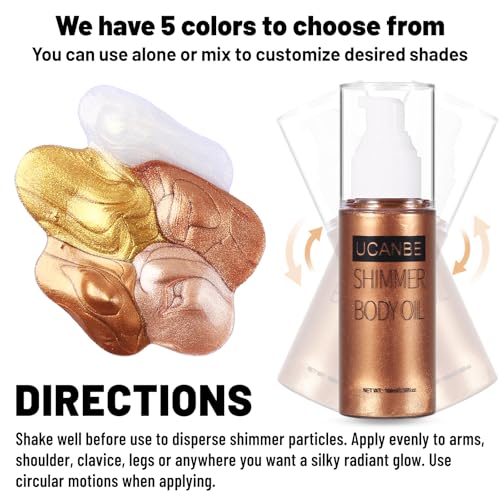 UCANBE Body Shimmer Oil 100ml - Waterproof Glow Liquid