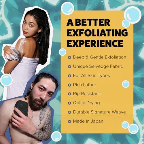 GOSHI Exfoliating Shower Sponge - Grey, Rip-Resistant