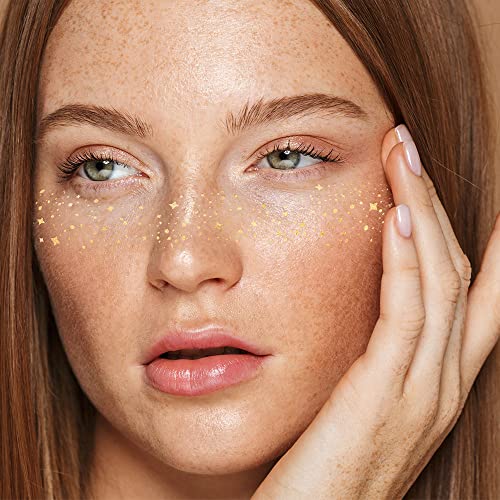 GALACTIC GOLD FACE FRECKLES set of 10 premium festival waterproof temporary metallic gold foil face Flash Tattoos | gold freckles, gold star tattoo, face shimmer, freckles, festival tattoo