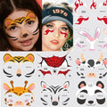 Animal Face Temporary Tattoos - 8 Sheets Halloween Stickers