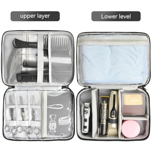 AIHOPESTO Barber Case Double-Layer Clipper Bag for Clippers & Accessories - Black