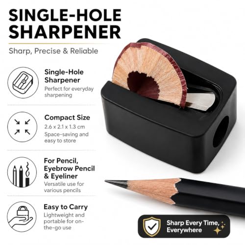 Tiosen Compact Single Hole Pencil Sharpener for Makeup & Standard Pencils