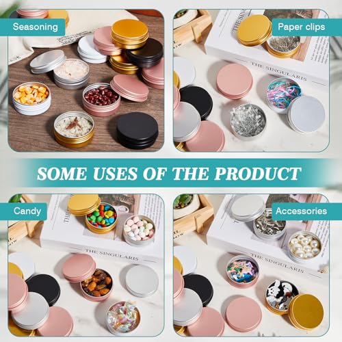50 Pack 0.5 oz Aluminum Tin Cans with Lids Bulk, Refillable Metal Tin Containers for Lip Balm, Salve, Cream, Travel Cosmetic Subpackage Jars, Valentines DIY Candle & Crafts (5 Colors)