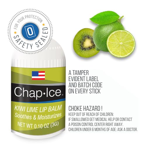 Kiwi Flavor - Chap-Ice Mini Lip Balm, 4 count - Made in USA, 0.10 Oz, Push-Up Style, Hydrating Lip Care for Smooth and Soft Lips, Compact Size for Travel, Perfect for Daily Use - 4ct