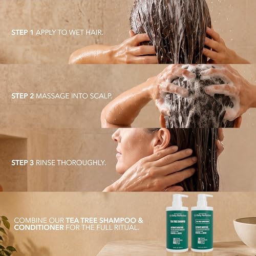 Daily Perfection Tea Tree Shampoo & Conditioner Set with Biotin & Keratin - Hydrating Hair Care Duo