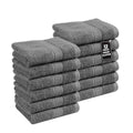 LANE LINEN Cotton Wash Cloths 12 Pack, 12x12 Grey