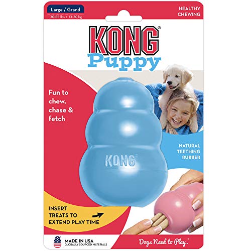 KONG Puppy - Natural Teething Rubber Chew Toy for Dogs - Stuffable Dog Toy for Extended Playtime - Chew & Fetch Toy for Puppies - for Large Puppies - Blue