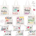 Blosssound 12 Pcs Teacher Appreciation Gift for Women Canvas Tote Bag Thank You Teacher Cosmetic Makeup Bag