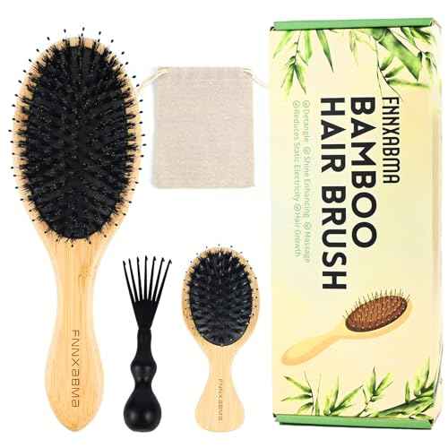 Boar Bristle Hair Brush 2PCS - Smoothes & Detangles All Hair Types, Boar & Nylon Bristle£¬Smooths Frizz and Prevents Breakage in Fine and Straight, for Women Men and Kids