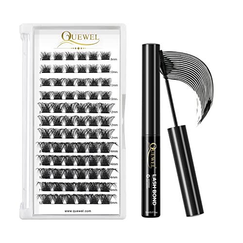 QUEWEL Cluster Lashes 72 Pcs - C/D Curl 8-16mm + Lash Bond