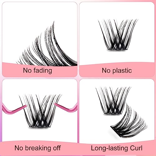 FADLASH Lash Clusters DIY Eyelash Extensions 96 Pack D Curl