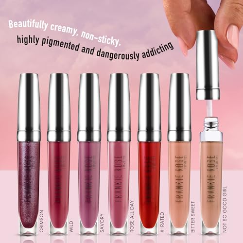 Frankie Rose Cosmetics Ultra Matte Liquid Lipstick - Long Lasting Lip Cream - Highly Pigmented, Smooth, Creamy Lip Color for Women - Savory