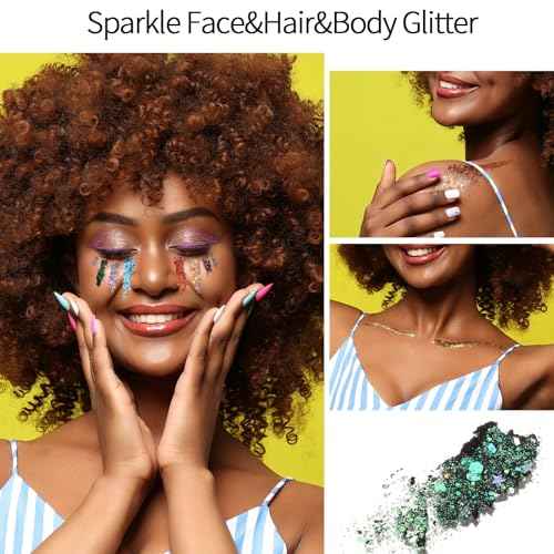 FANDAMEI 25 Colors Face Glitter, Face Glitter for Women Kids Girls, Glitter Gel No Glue Needed, Glitter for Body Hair Halloween Rave Carnival Makeup