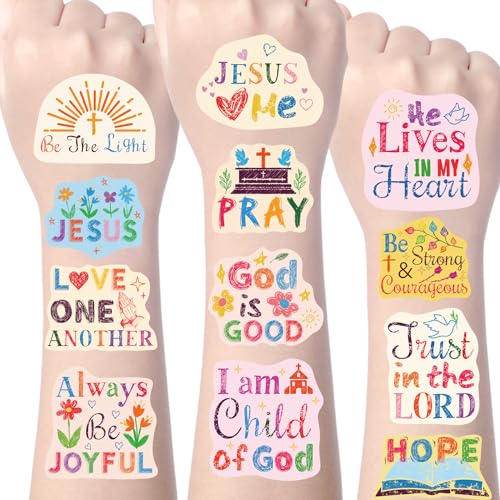 Christian Temporary Tattoos - 192 Piece Set with Bible Verses
