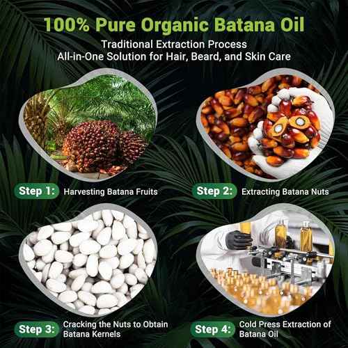 Batana Oil for Hair Growth, 100% Pure & Unrefined - Deep Repair Dry Damaged Hair, Reduce Frizz & Split Ends, Nourish Scalp with Omega 9 & Vitamin E, for All Hair Types (60ml 2.03Fl.Oz)