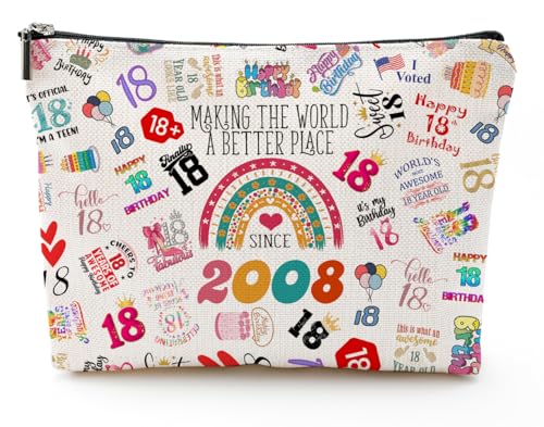 NONETH 18th Birthday Makeup Bag for Girls - 2008 Design, Travel Organizer