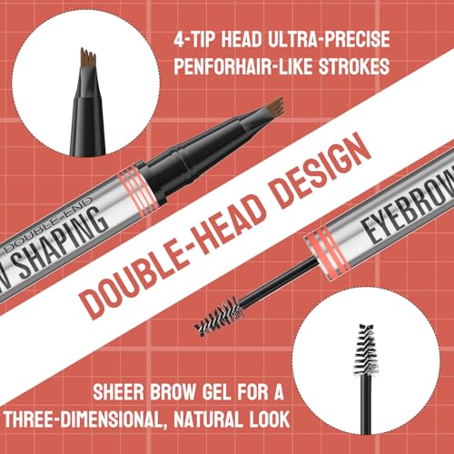 4-Fork Microblading Eyebrow Pen with Clear Brow Gel
