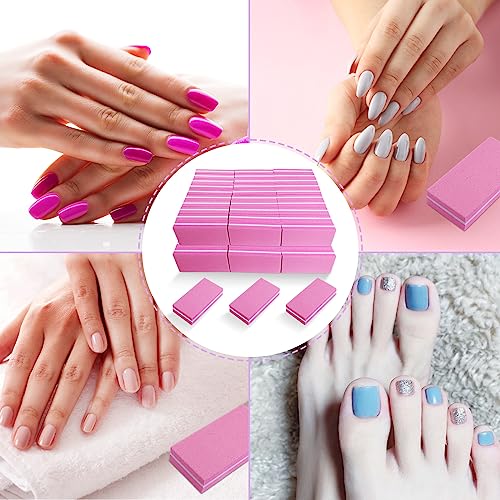 HomeyEra 60-Pack Pink Nail Buffers Double Sided 100/180 Grit for Manicure & Nail Prep