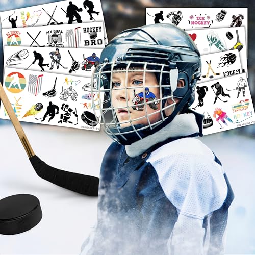 96PCS Ice Hockey Temporary Tattoos - Sport-Themed Birthday Party Supplies, Cute Decorations, Party Favors, Gifts for Boys & Girls, Classroom Prizes, Winter Ideas