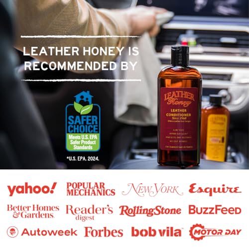 Leather Honey Leather Cleaner: Non-Toxic Leather Care Made in The USA Since 1968. Deep Cleans Leather, Faux & Vinyl - Couches, Car Seats, Purses, Tack, Shoes & Bags. Safe Any Colors & White Leather