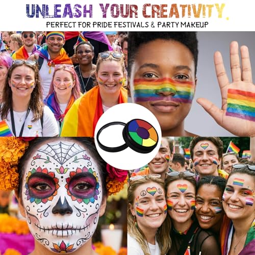 BOBISUKA Rainbow Cream Face & Body Paint Palette Kit with 3 Brushes