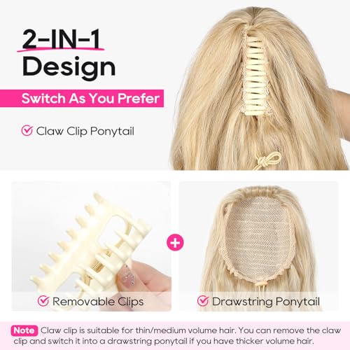 REECHO 24" Claw Clip Ponytail Extension - Curly Wavy Hair