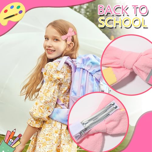 Back To School Hair Clips Pink Bows Hair Clips Pencil Shape Design Students Hair Accessories Soft Fabric Hair Clips for Styling Decorations for Girls First Day of School 2 PCS