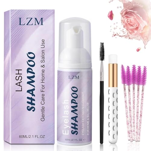 LZM Eyelash Extension Shampoo Kit - Gentle Lash Cleaner Foam