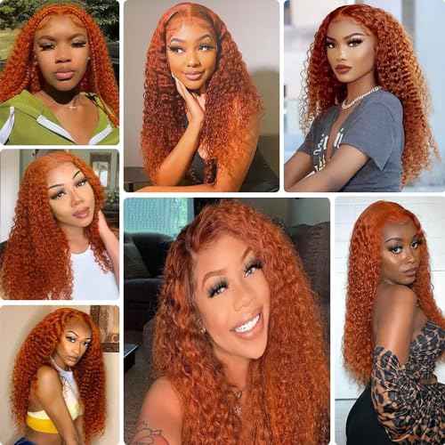 Dark Orange Human Hair Color 350 Bundles Ginger Deep Wave Bundles Brazilian Virgin Remy Hair Extensions Double Weft Ginger Orange Deep Wave Human Hair Weave 14 16 18 Inch