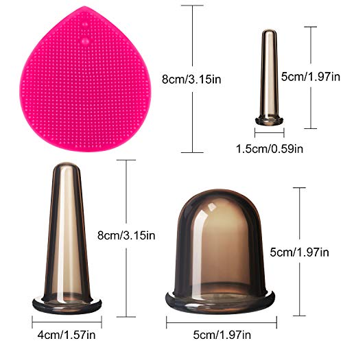 BBTO Silicone Facial Cupping Set - 6 Cups & Brush