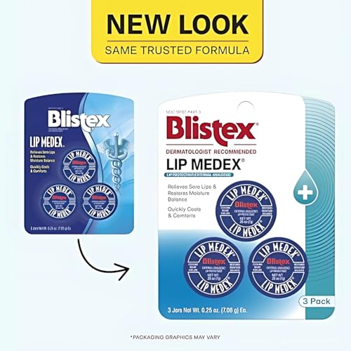 Blistex Lip Medex Medicated Lip Balm, 0.25 oz, 3-Pack