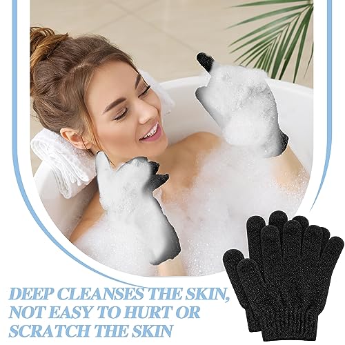 Ramede 30 Pair Exfoliating Glove Double Sided Exfoliating Bath Gloves Pack Nylon Colorful Shower for Men Women Beauty Spa Massage Shower Deep Clean Body Skin Bathing Scrubber Disposable(Black)