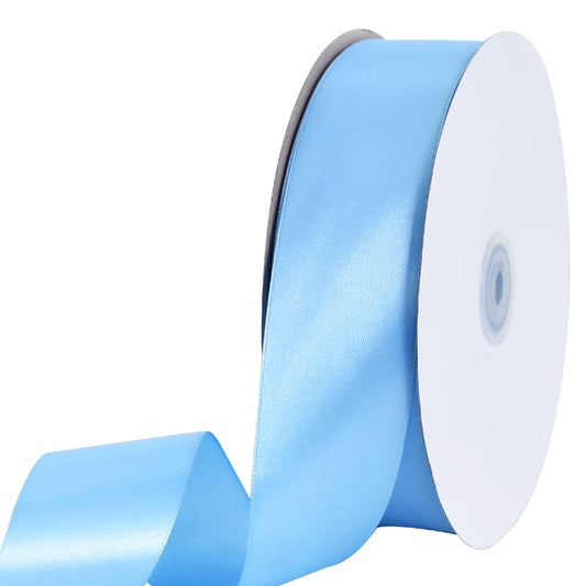 TONIFUL 1-1/2 Inch (40mm) x 100 Yards Sky Blue Wide Satin Ribbon Solid Fabric Ribbon for Gift Wrapping Chair Sash Valentine's Day Wedding Birthday Party Decoration Hair Floral Craft Sewing