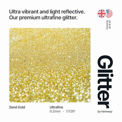 Hemway Premium Ultra Sparkle Glitter Multi Purpose Metallic Flake for Nail Art, Cosmetic Graded, Makeup, Festival, Party, Hair, Body and Eyes 100g / 3.5oz - Sand Gold