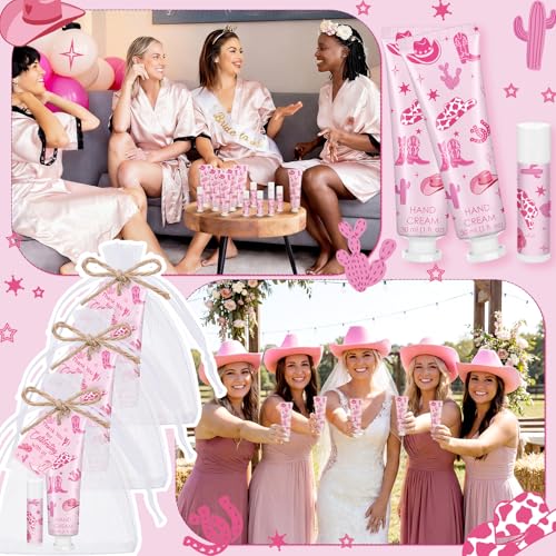 30 Sets Pink Cowgirl Hand Creams and Lip Balms Gift Bulk Western Cowgirl Baby Shower Party Favors for Guests Disco Boots Travel Size Hand Lotion and Lip Balm Gifts for Birthday Bridal Shower