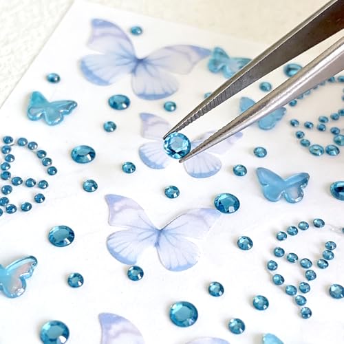 Blue Butterfly Face Gems Stickers - 2 Sheet Pack