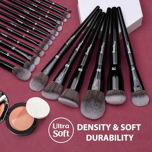 19-Piece Professional Makeup Brush Set with Labels – Vegan