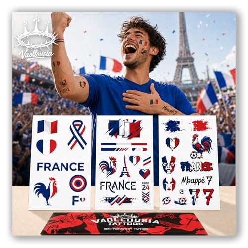 France Flag Temporary Tattoos for Soccer Fans 2026