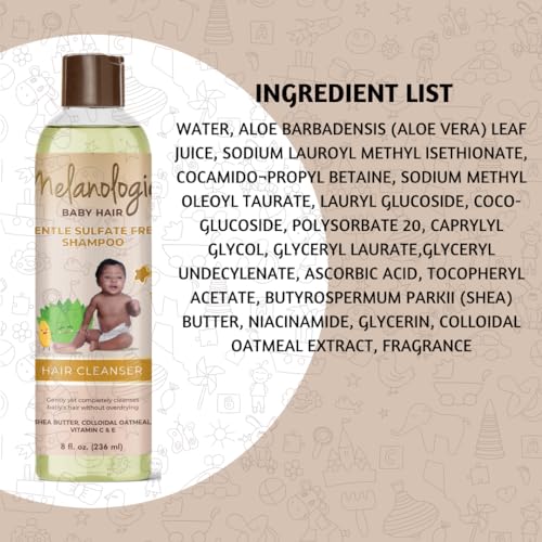 Melanologie Baby Hair Sulfate Free Shampoo - Gentle Cleanser for All Ages