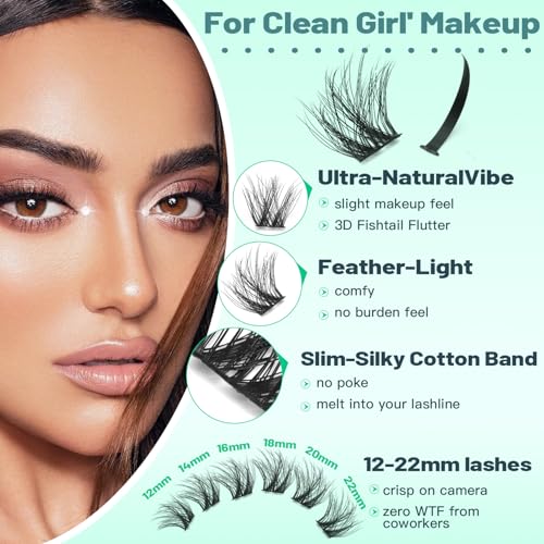 D Curl Lash Clusters - 12-22mm Mixed Volume Eyelash Extensions